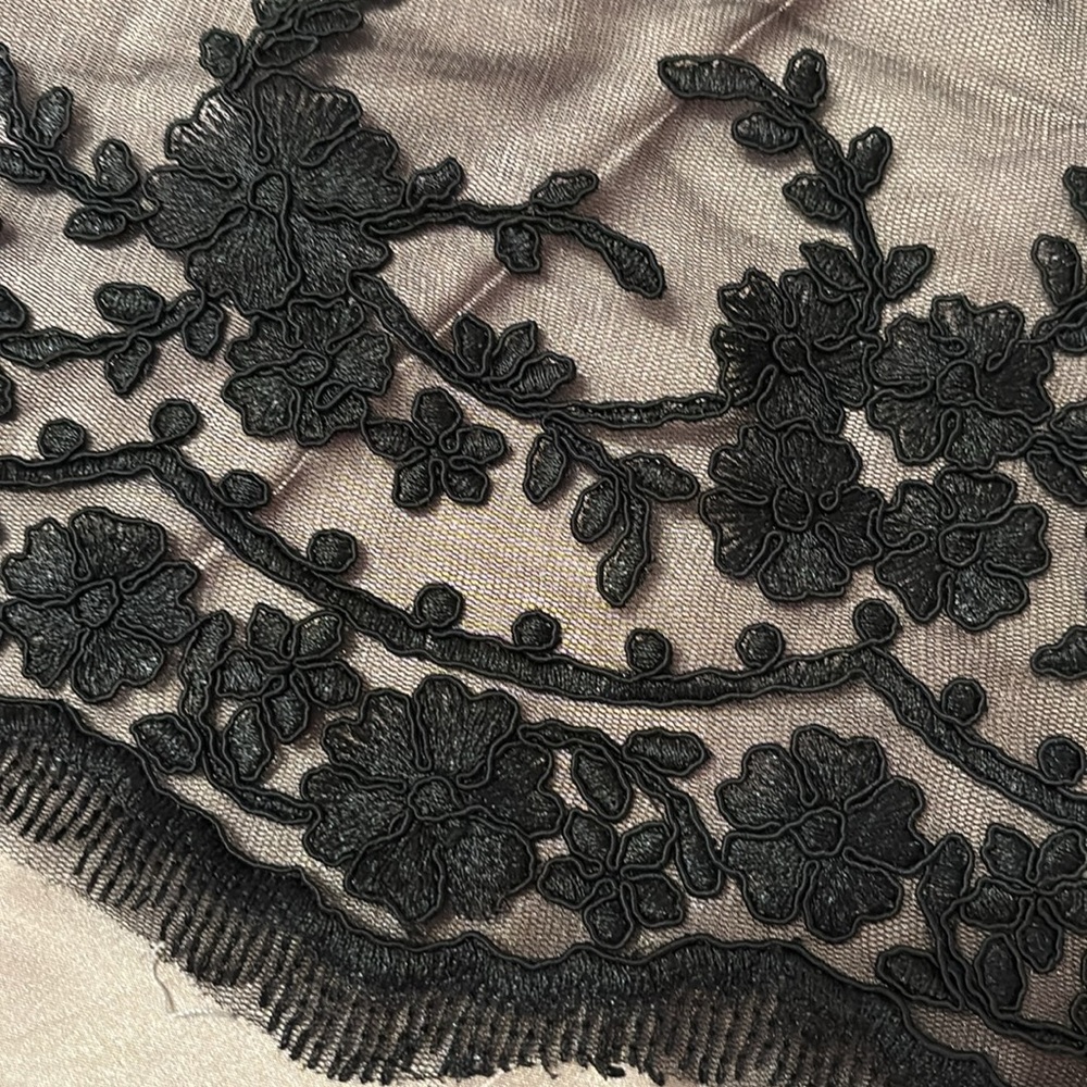 🖤BEAUTIFUL BLACK RE-EMBROIDERED CORDED LACE FABRIC!!